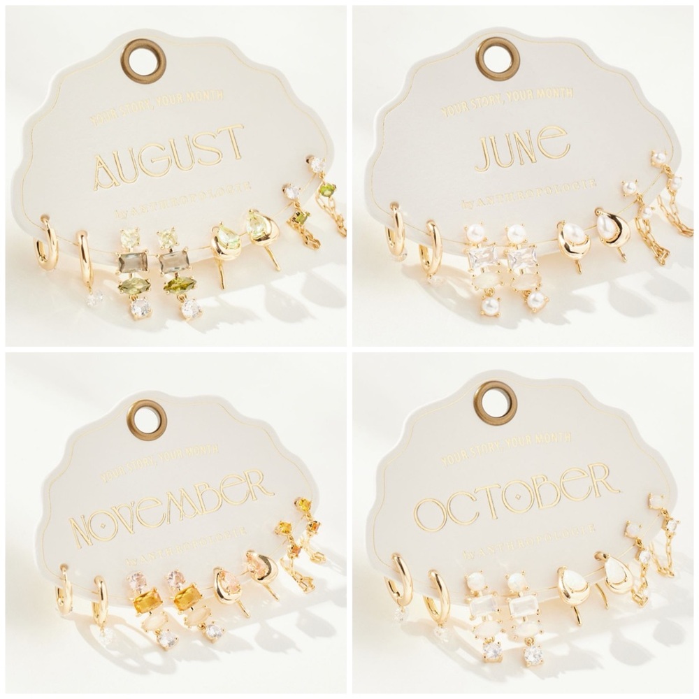 NWT Set of 4 Birthstone huggie earrings - Picture 3 of 9
